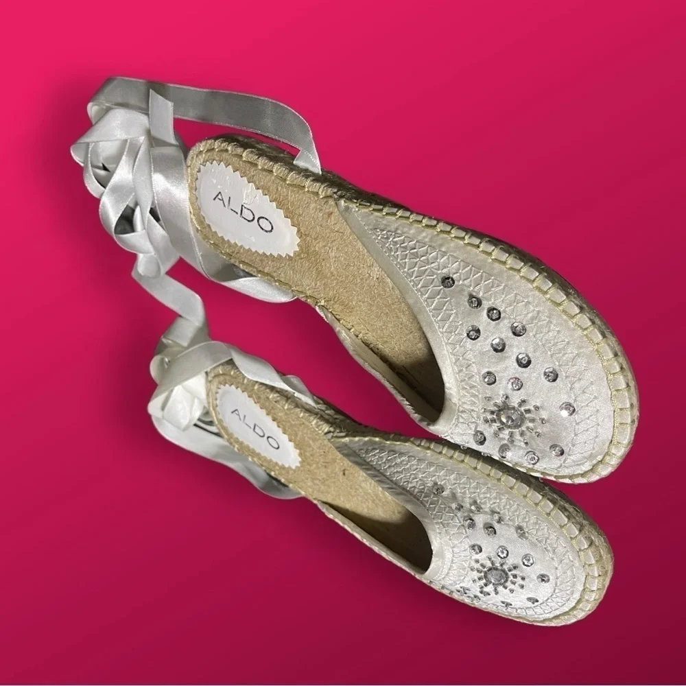 ALDO Womens Embellished Mules with Ankle Ribbon Ties